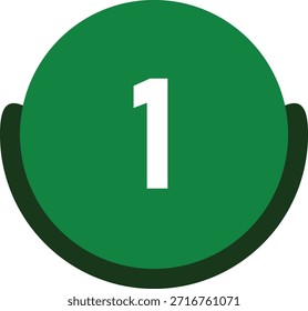 Ilustración vectorial de icono de círculo verde número 1