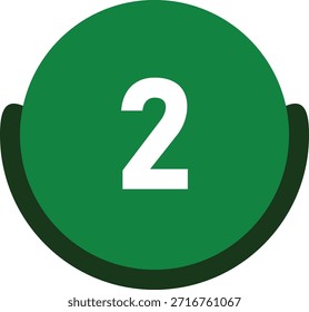 Ilustración vectorial de icono de círculo verde número 2