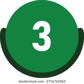 Ilustración vectorial de icono de círculo verde número 3