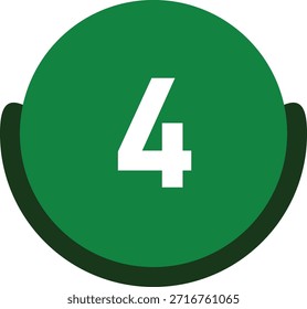 Ilustración vectorial de icono de círculo verde número 4