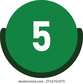 Green Circle Number 5 Icon Vector Illustration