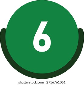 Green Circle Number 6 Icon Vector Illustration
