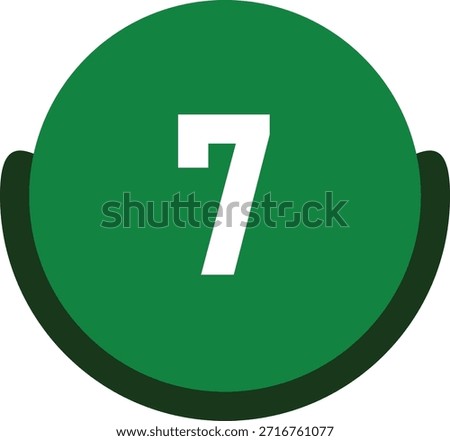 Green Circle Number 7 Icon Vector Illustration