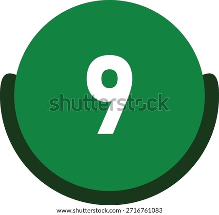 Green Circle Number 9 Icon Vector Illustration