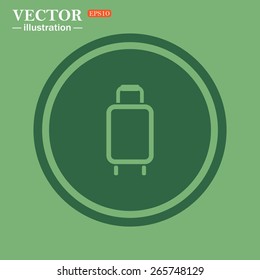 Green circle on a green background with a stroke.  Baggage icon. Vector illustration, EPS 10