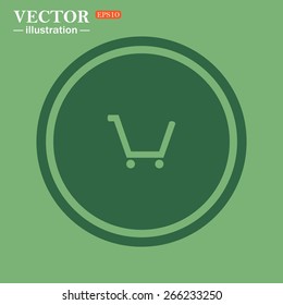 Green circle on a green background with a stroke.  put in shopping cart , vector illustration, EPS 10