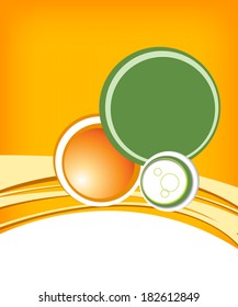 Green circle on orange wave background - flyer design