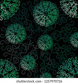 green circle ornamental pattern on black background. Colorful vector illustration 