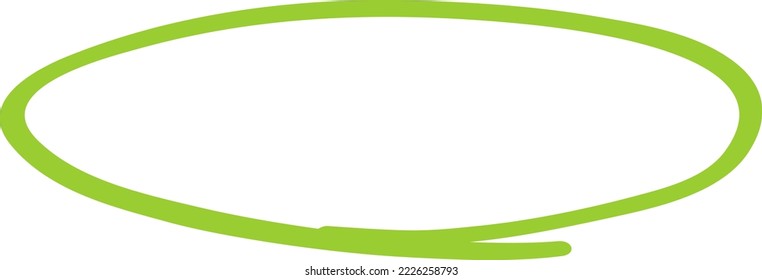 Green circle, pen draw. Highlight hand drawing circle isolated on background. Handwritten green circle. For marking text, numbers, marker pen, pencil, logo and text check, vector illustration