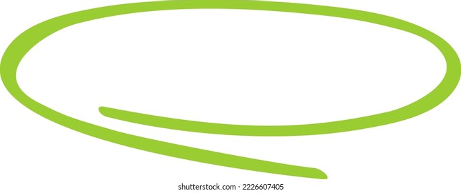 Grüner Kreis, Stift zeichnen. Markieren Sie den handgezeichneten Kreis einzeln auf Hintergrund. Handgeschriebener grüner Kreis. Zur Kennzeichnung von Text, Zahlen, Markierstift, Stift, Logo und Text, Vektorgrafik