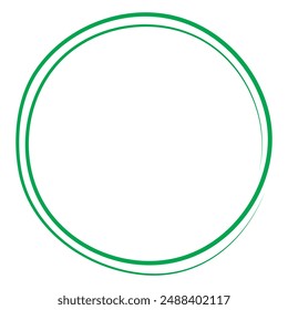 Green circle pen draw. Highlight hand drawing green circle isolated on white background. Handwritten circle, for marking text, numbers, marker pen, pencil, logo and text check, vector illustration.