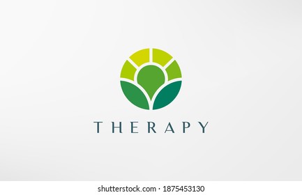 green circle plant leaf logo with abstract and modern style