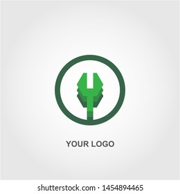 green circle pliers logo. gradation color template design vector