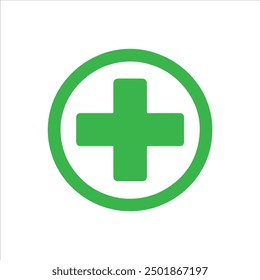 Green circle with green plus sign icon silhouette vector illustration design on white background.