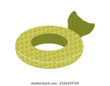 Green circle for pool concept. Summer holidays and vacations. Lifebuoy for kids. Sticker for social networks and messengers. Cartoon flat vector illustration isolated on white background