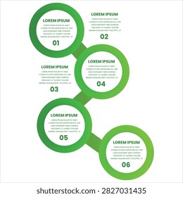 Green Circle Process Infographic with Six Numbered Stages and Connected Information