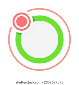 Green circle with red point vector design element. Abstract customizable symbol for infographic with blank copy space. Editable shape for instructional graphics. Visual data presentation component