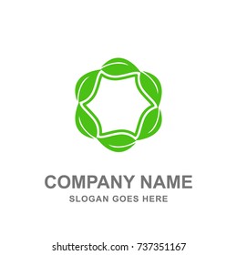 Green Circle Round Nature Flower Logo Vector 