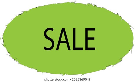 Green Circle Sale Diseño de texto de Vector para Anuncio de descuento y oferta