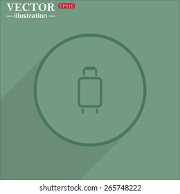 Green circle with a shadow on a green background.  Baggage icon. Vector illustration, EPS 10