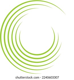 Green circle speed lines isolated. Abstract speed lines in circle form, vector. For geometric art, elements design, logo, print materials and placard template. Abstract speed lines circles background