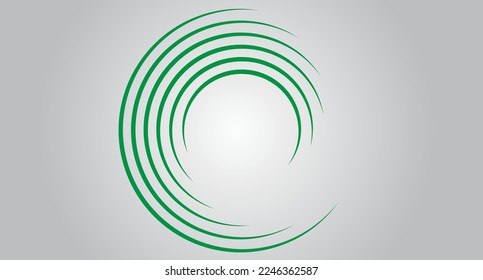 Green circle speed lines isolated. Abstract speed lines in circle form, vector. For geometric art, elements design, logo, print materials and placard template. Abstract speed lines circles background