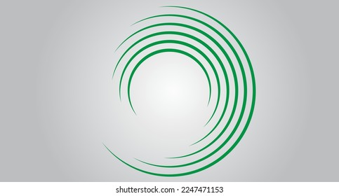 Green circle speed lines isolated. Abstract speed lines in circle form, vector. For geometric art, elements design, logo, print materials and placard template. Abstract speed lines circles background