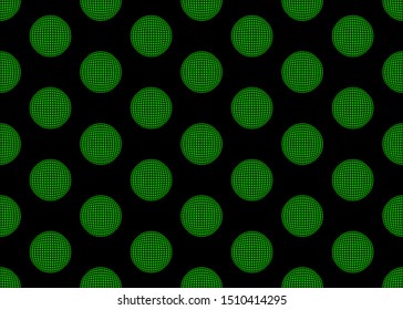 Green circle of squares on a black background. Creative seamless vector.