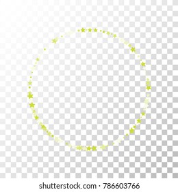 Green Circle Stars Confetti Lines on Transparent Background. Invitation Background. Banner, Greeting Card, Christmas and New Year card, Postcard, Packaging, Textile Print. Beautiful Starry Sky