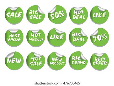 Green Circle Sticker Set Promotion Product or Others for Flyer, Brochure Design