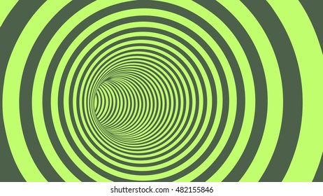 Green Circle Striped Abstract Tunnel