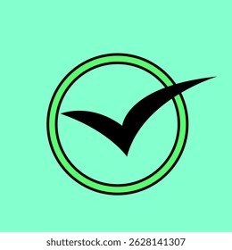 O ícone de tique de círculo verde que representa aprovação, status verificado e ações concluídas.