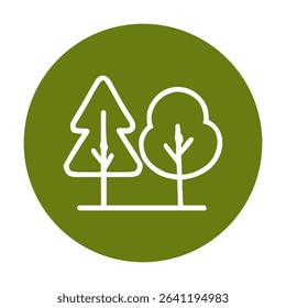 Green circle with tree icons. Icon symbol illustration