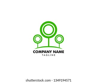 Green circle tree vector logo design template