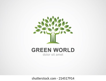 Green circle tree vector logo design template. Garden or ecology icon. 