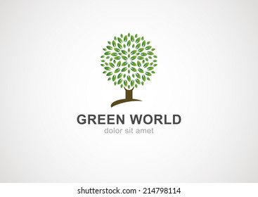 Green circle tree vector logo design template. Garden or ecology icon. 