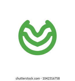 Green circle with VM letter logo design vector