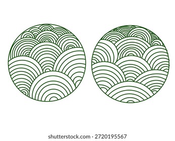 Conjunto de Fondo de pantalla de círculo verde. Ilustración de arte abstracto contemporáneo. Concepto bohemio para paredes e interiores.