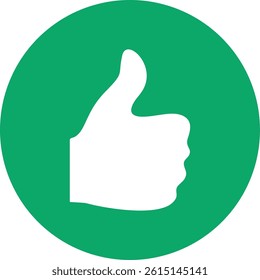 Green circle with a white thumbs-up hand gesture, symbolizing approval, safety, or permission