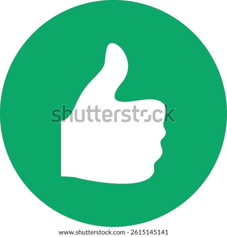 Green circle with a white thumbs-up hand gesture, symbolizing approval, safety, or permission