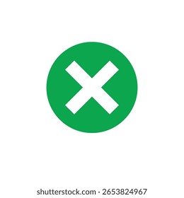 Green Circle with White X: A simple yet impactful graphic featuring a green circle with a bold white, representing a clear 'no' or denial, perfect for conveying,