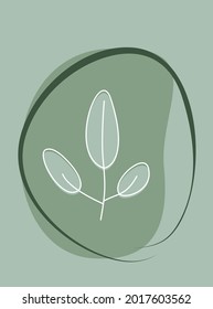 Green  in circle.Color spots. Green leaves. Abstract composition. 