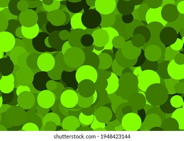 Green circles background. Green confetti. Vector illustration.
