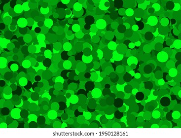 Green circles background. Green confetti. Vector illustration.
