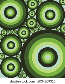 Green circles, both small and large, light and dark gradations.