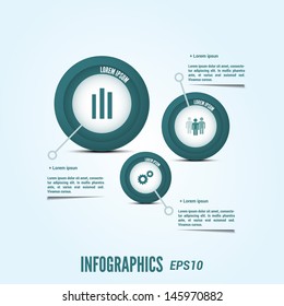 Green circles infographic with shadows. Vector eps 10.