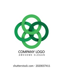 diseño de logotipo de vectores de líneas de círculos verdes