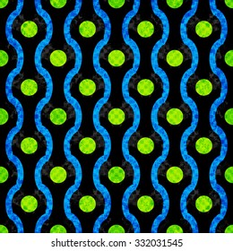 green circles and lines on a dark blue background seamless pattern vector illustration