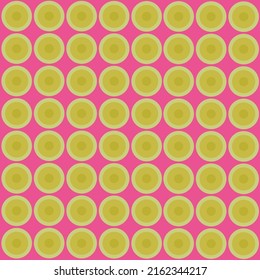 Círculos verdes sobre fondo rosado. Patrón sin foco. Para tela, papel de embalaje, embalaje, scrapbooking.