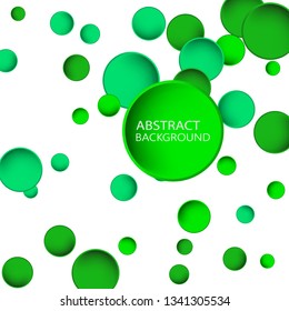 
Green circles on white abstract background